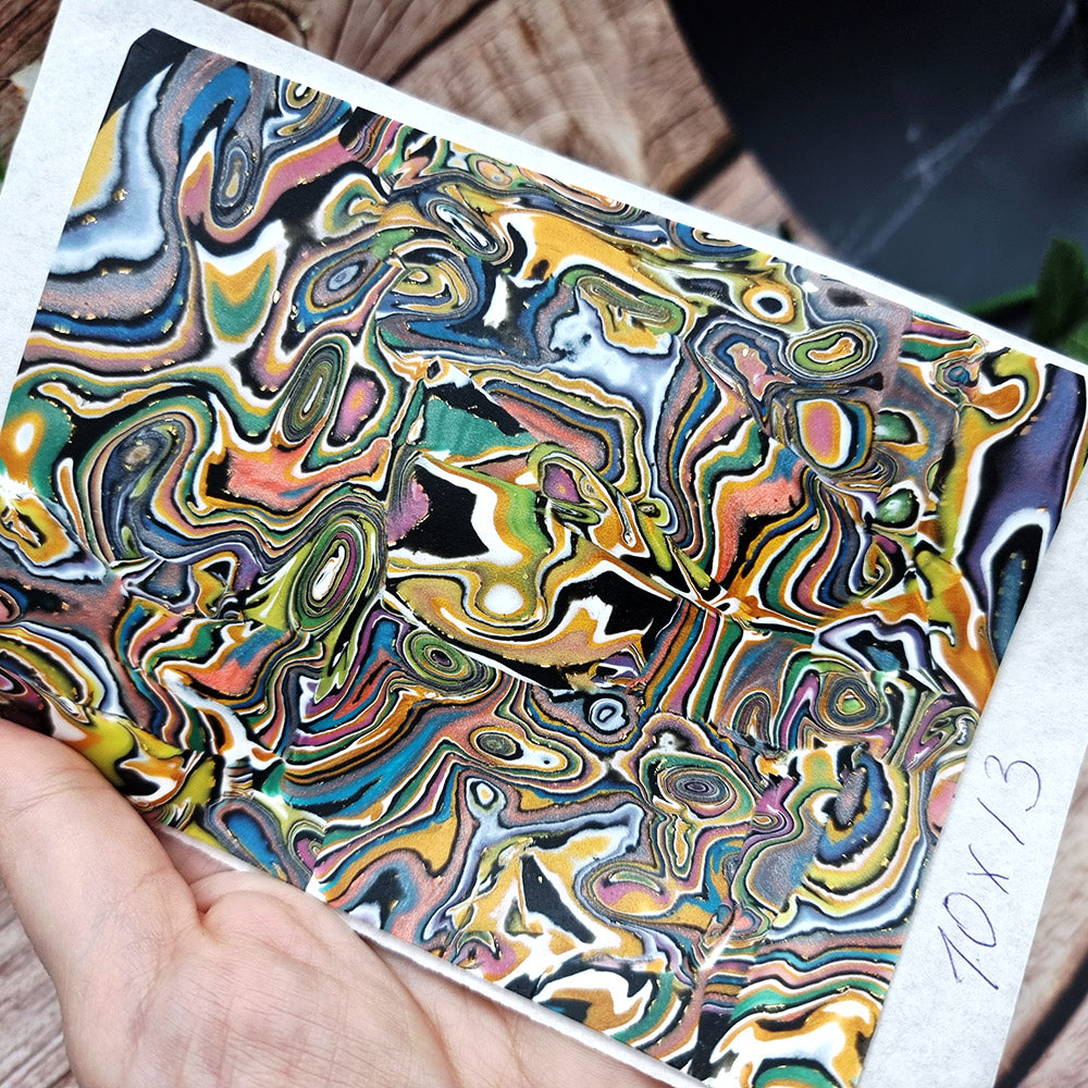 Unique Raw Polymer Clay Veneer - Oil Painting - 10x13cm