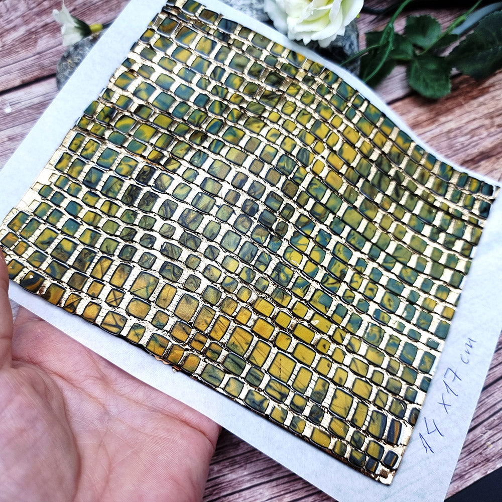 Raw polymer clay veneer sheet, Labradorite Mosaic