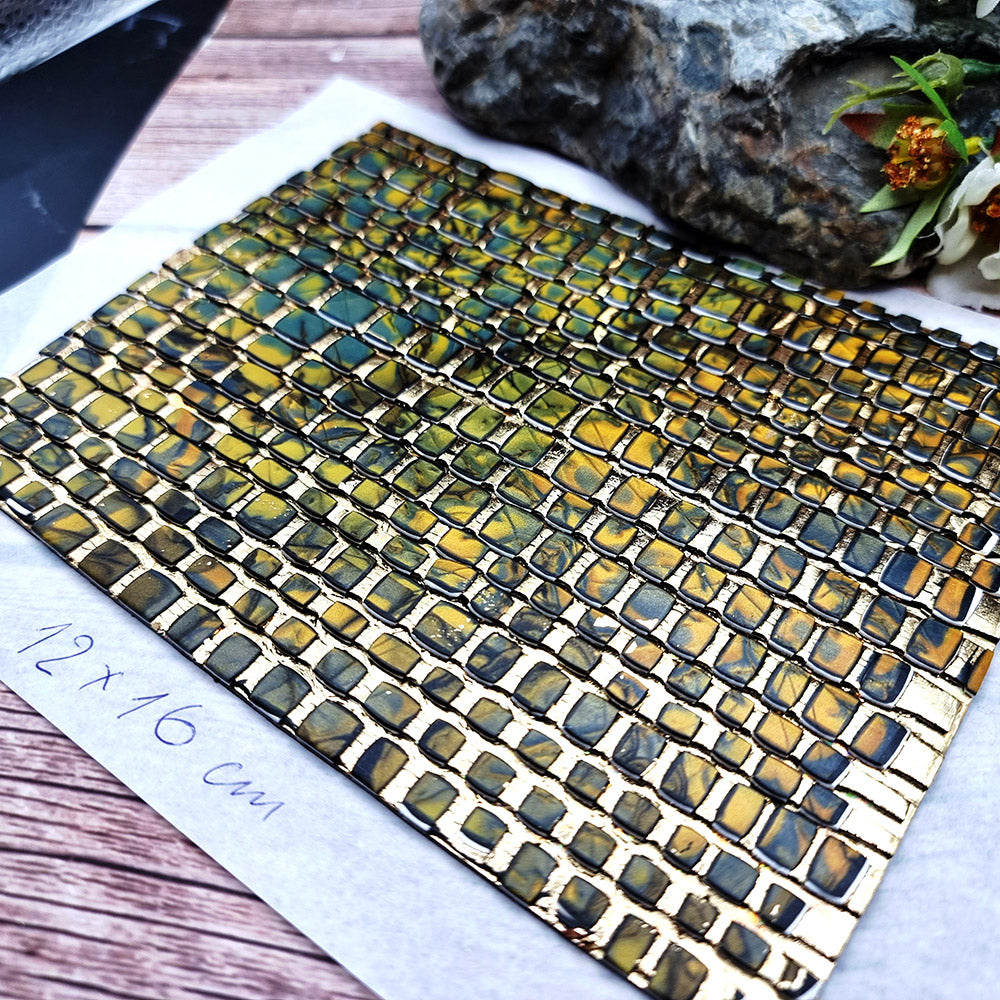 Raw polymer clay veneer sheet, Labradorite Mosaic
