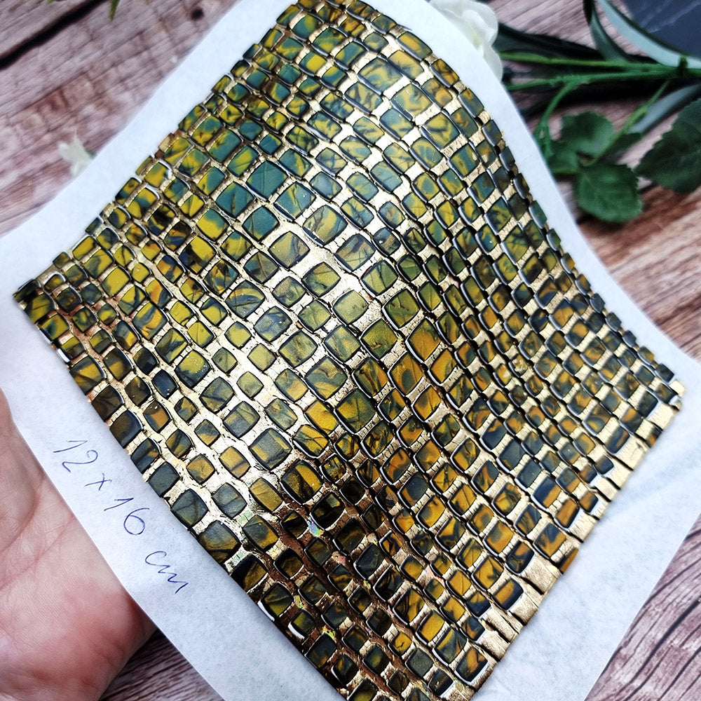 Raw polymer clay veneer sheet, Labradorite Mosaic
