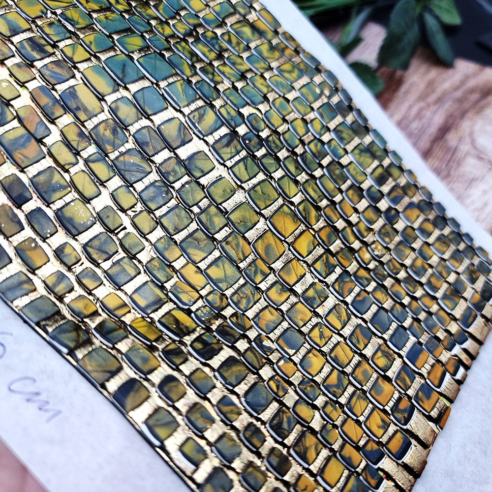 Raw polymer clay veneer sheet, Labradorite Mosaic