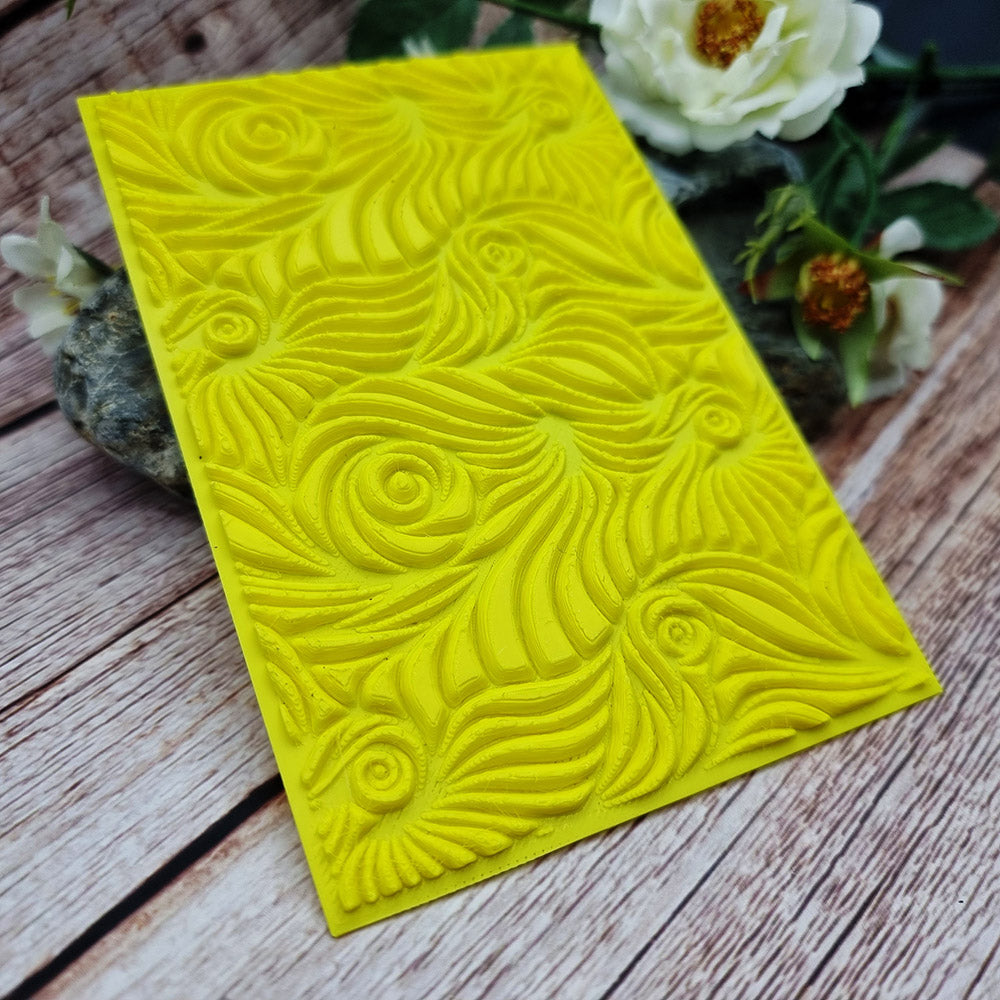 SweetyBijou Swirls Cloisonne plastic texture plate for polymer clay