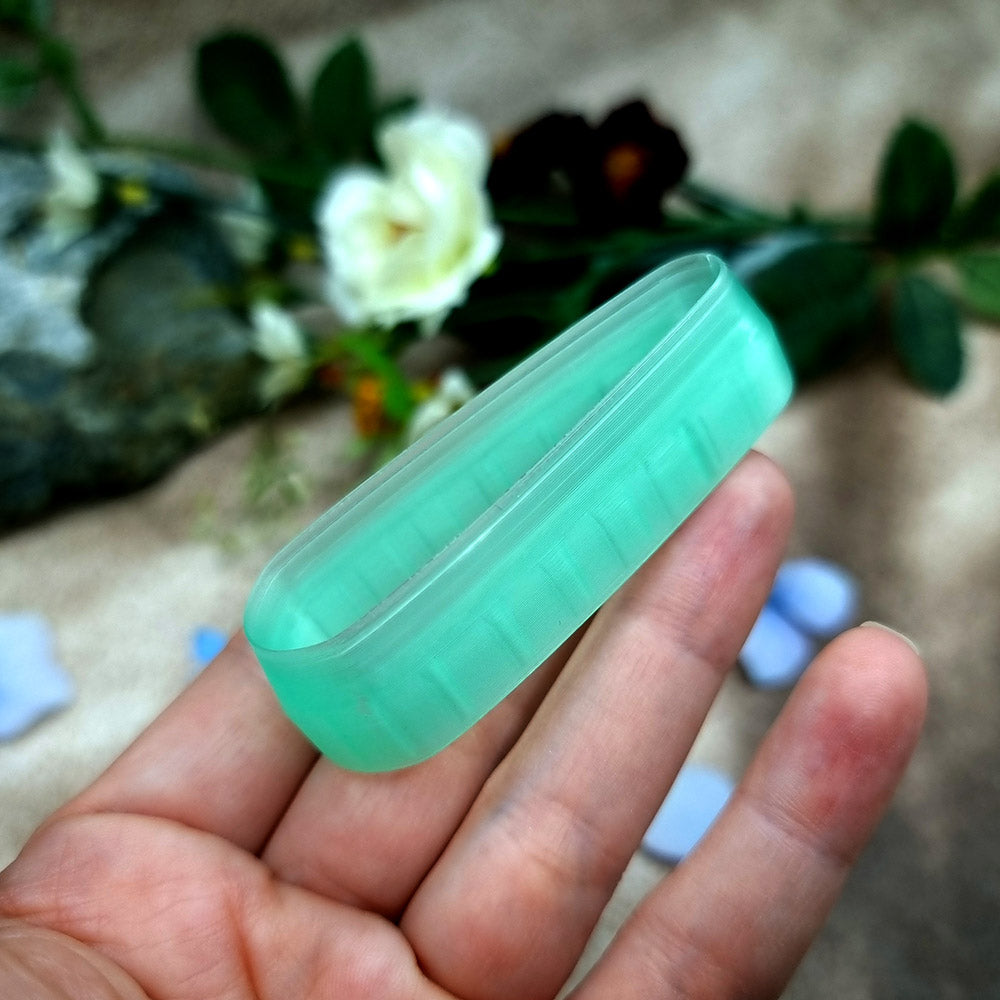 Green PLA capsule bar polymer clay cutter with fully rounded ends and terracotta clay bar earring pieces by SweetyBijou