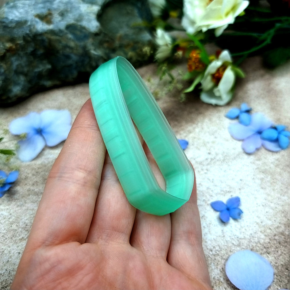 Green PLA angled dagger polymer clay cutter with a slanted base and terracotta clay blade earring pieces by SweetyBijou