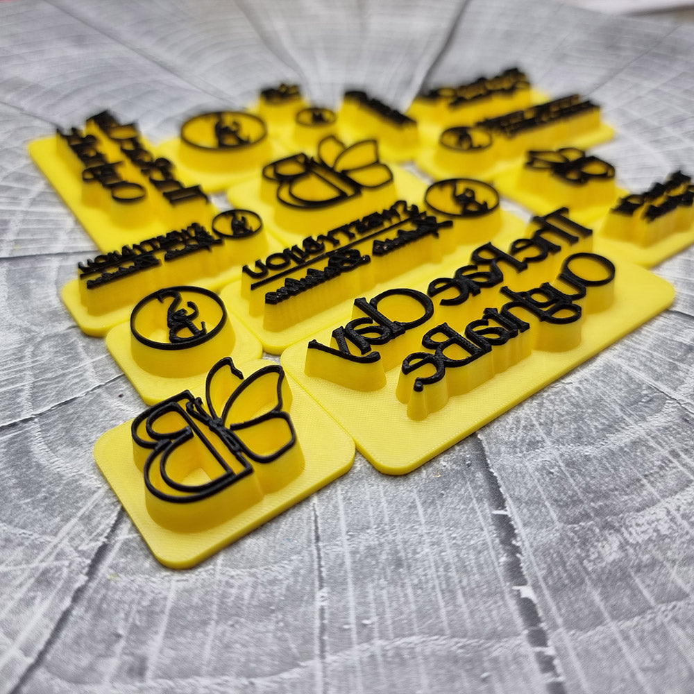 Custom Brand Stamp for Clay - Your Logo or Artwork in 4 Sizes - Set of 4 Stamps