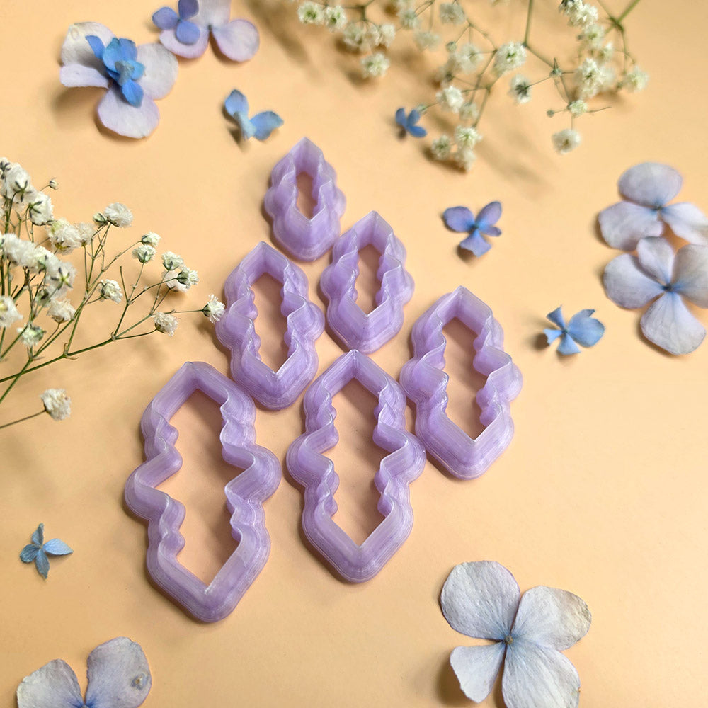 Clear resin pendant bail cutters for polymer clay, complete bundle of all 16 shapes in 6 sizes each