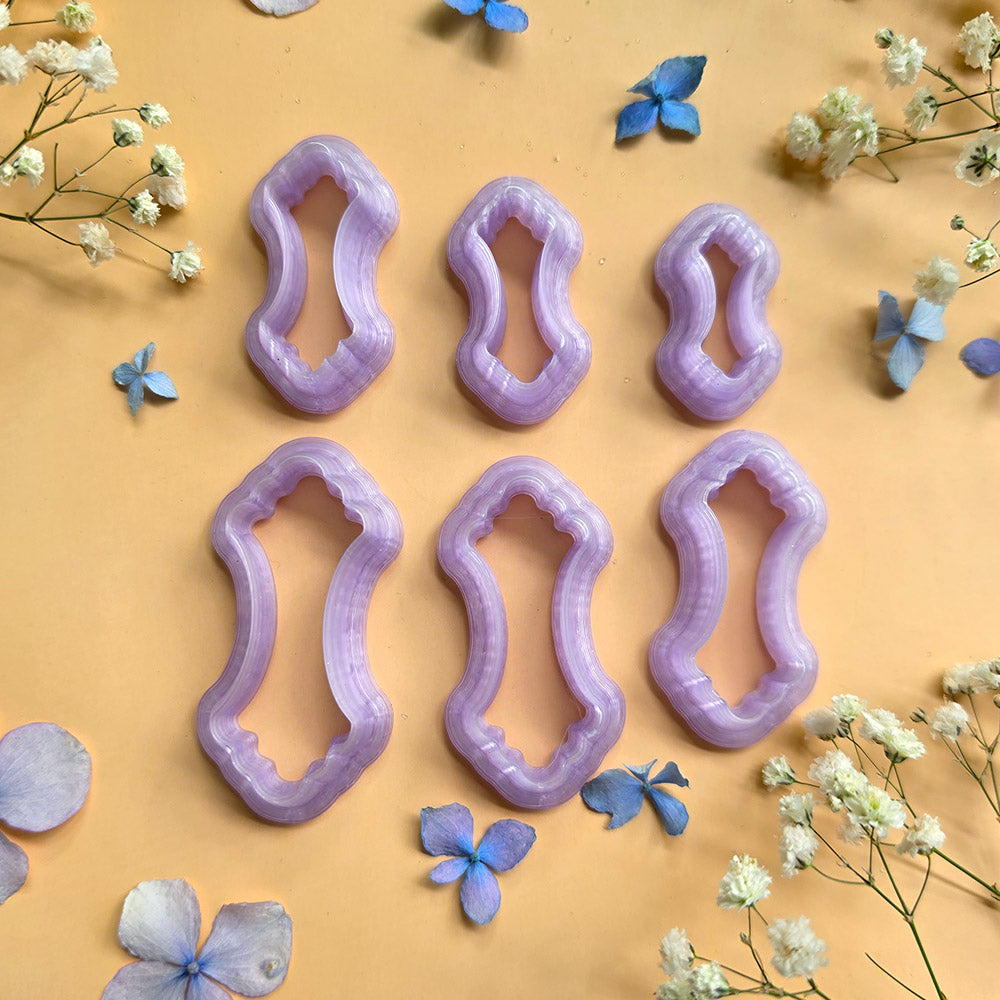 Clear resin pendant bail cutters for polymer clay, complete bundle of all 16 shapes in 6 sizes each