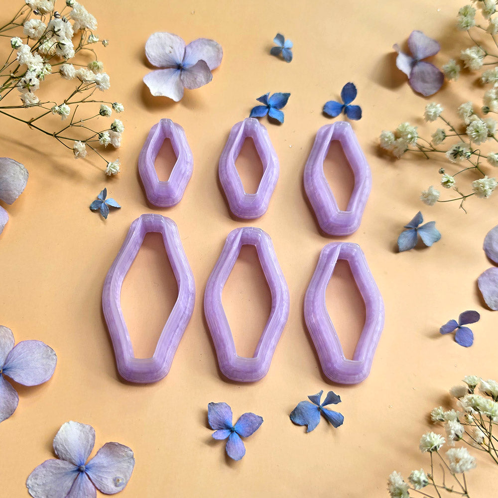 Clear resin pendant bail cutters for polymer clay, complete bundle of all 16 shapes in 6 sizes each