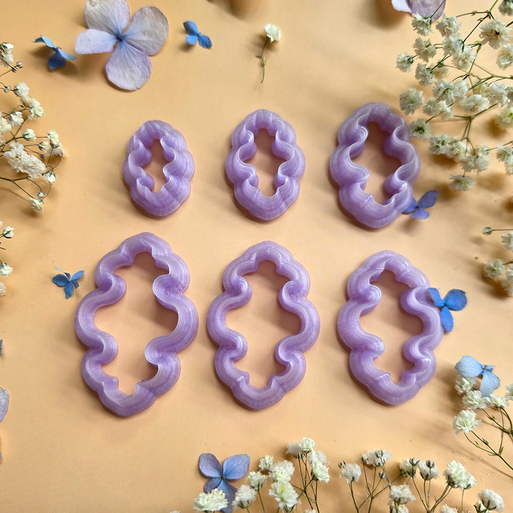 Clear resin pendant bail cutters for polymer clay, complete bundle of all 16 shapes in 6 sizes each