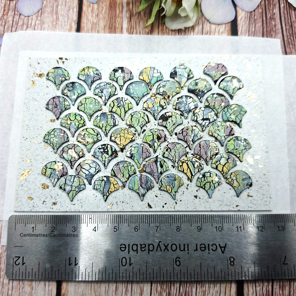 Raw polymer clay veneer sheet, Crackled Mermaid Scales