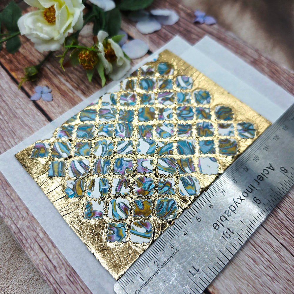 Raw polymer clay veneer sheet, Gilded Porcelain Mosaic