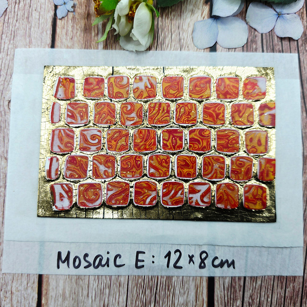 Raw polymer clay veneer sheet, Golden Fire Mosaic