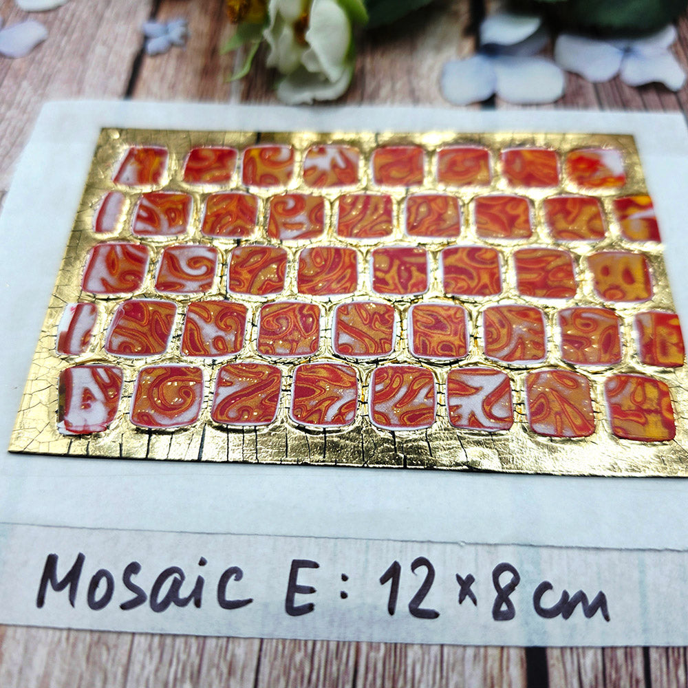 Raw polymer clay veneer sheet, Golden Fire Mosaic