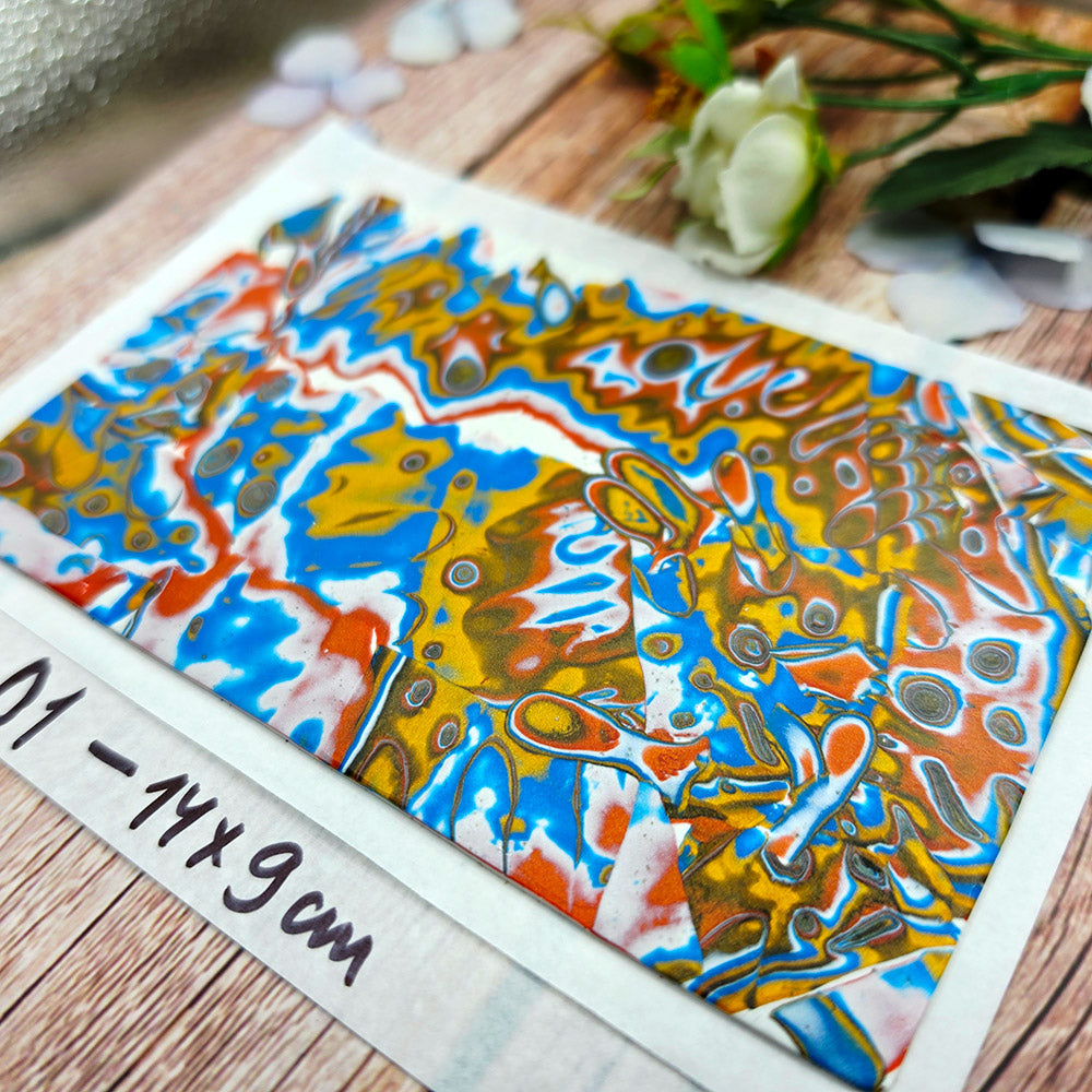 Raw polymer clay veneer sheet, Golden Coast Mokume Gane