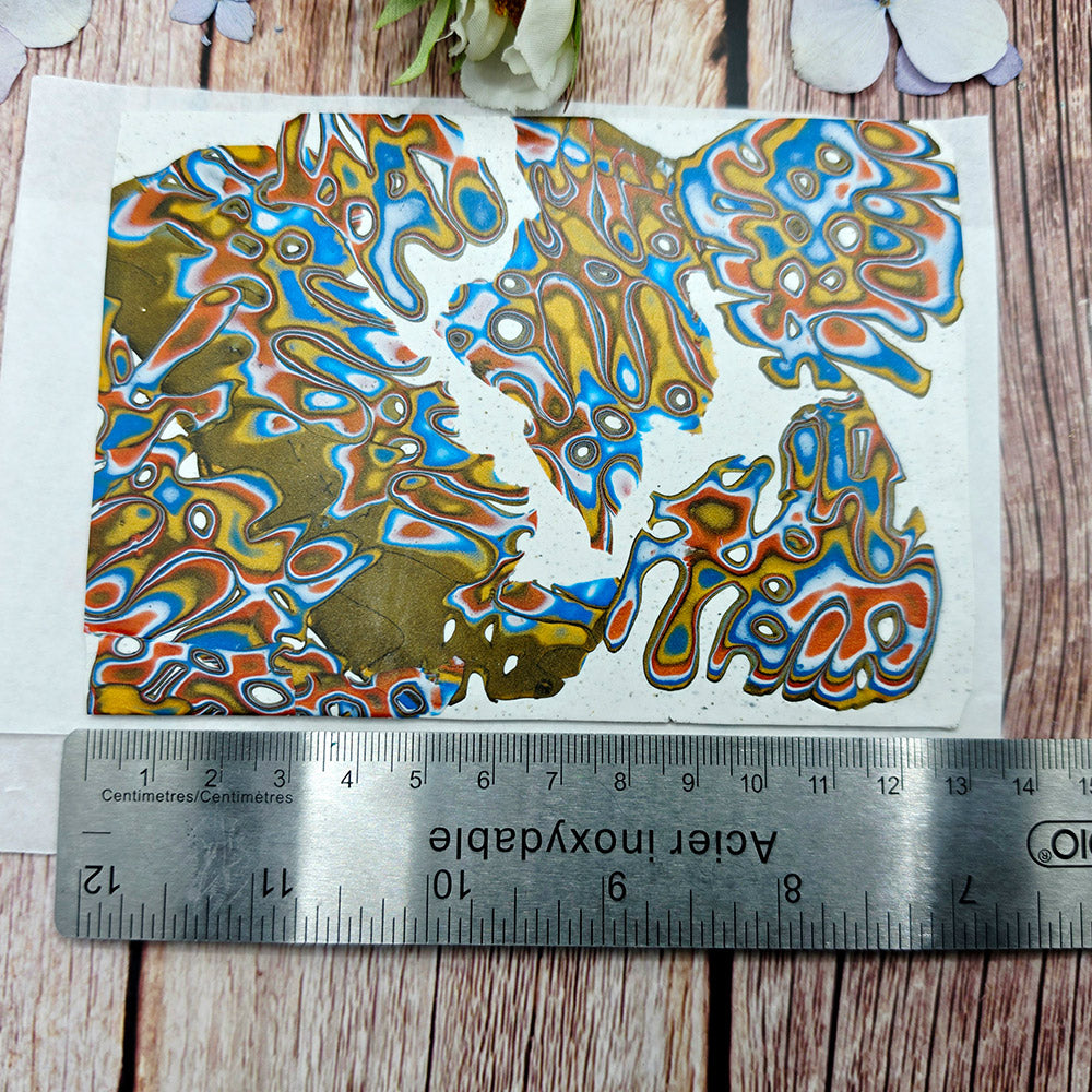 Raw polymer clay veneer sheet, Golden Tide Mokume Gane