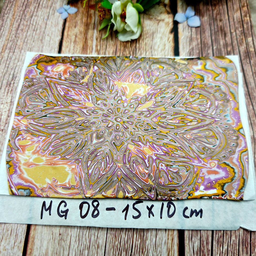 Raw polymer clay veneer sheet, Golden Blush Mandala Mokume Gane