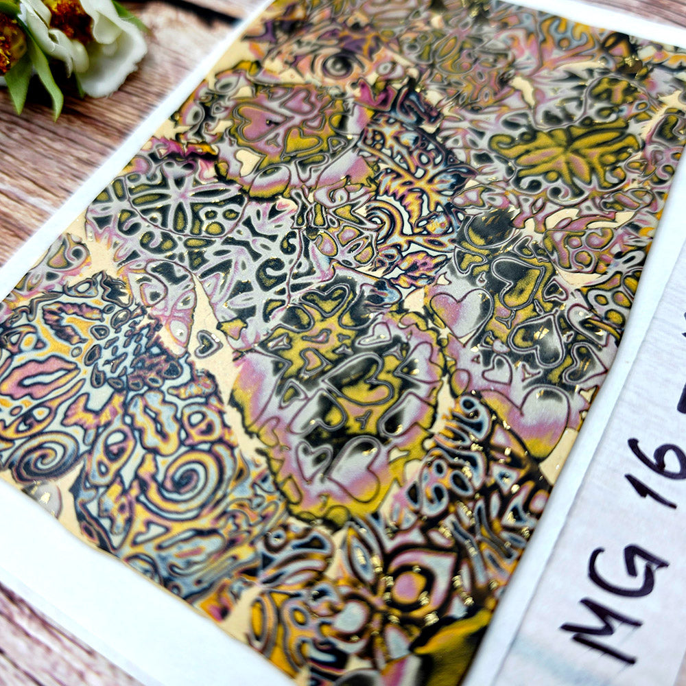 Raw polymer clay veneer sheet, Gilded Garden Mokume Gane
