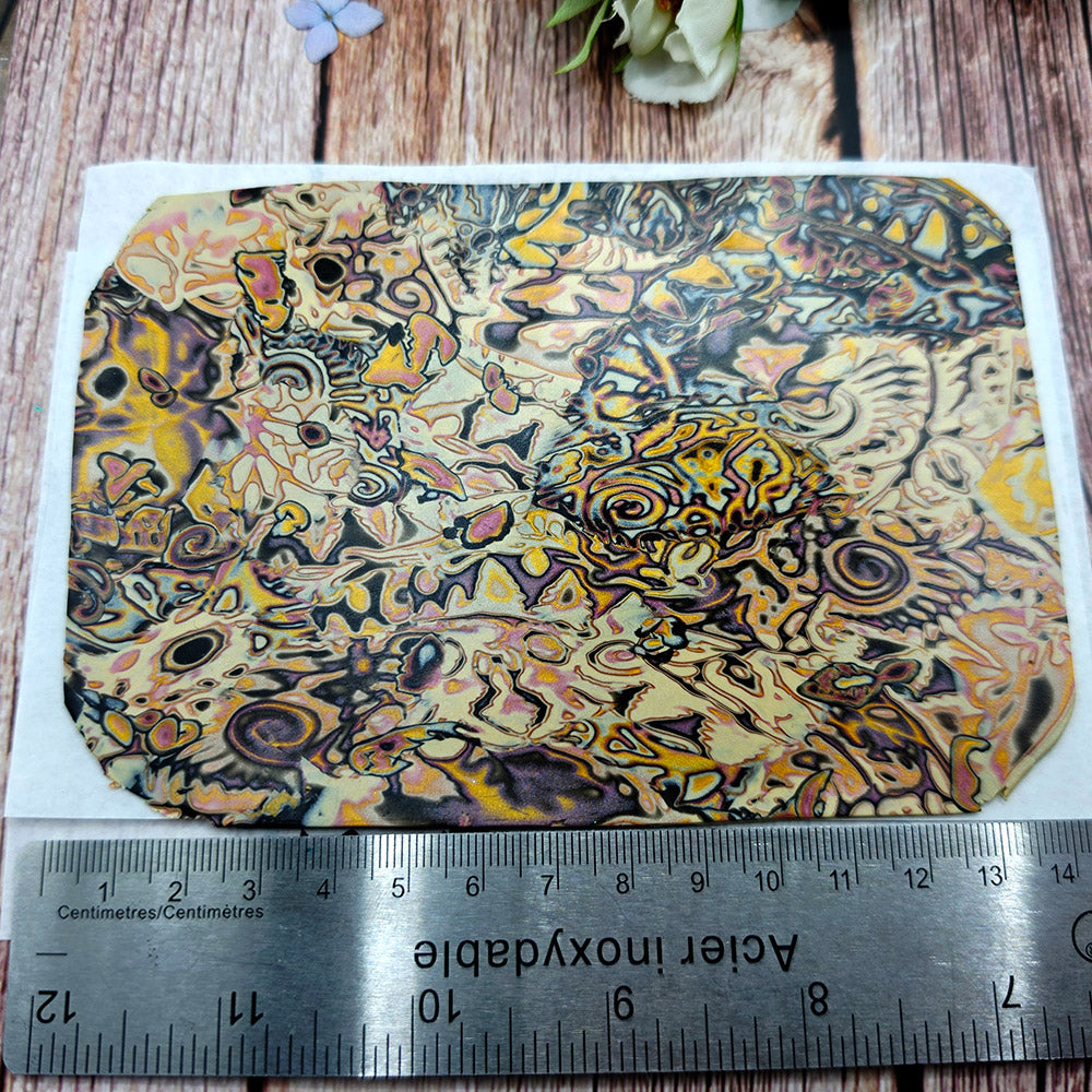 Raw polymer clay veneer sheet, Antique Garden Mokume Gane