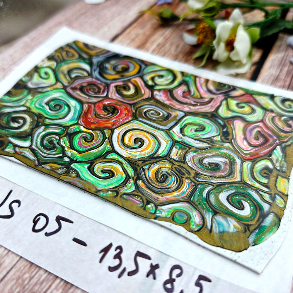 Raw polymer clay veneer sheet, Carnival Swirls