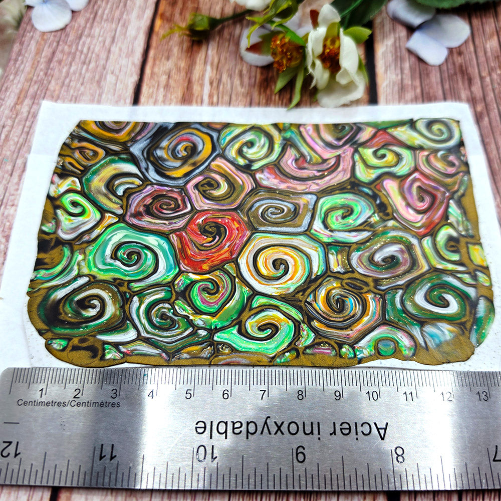 Raw polymer clay veneer sheet, Carnival Swirls
