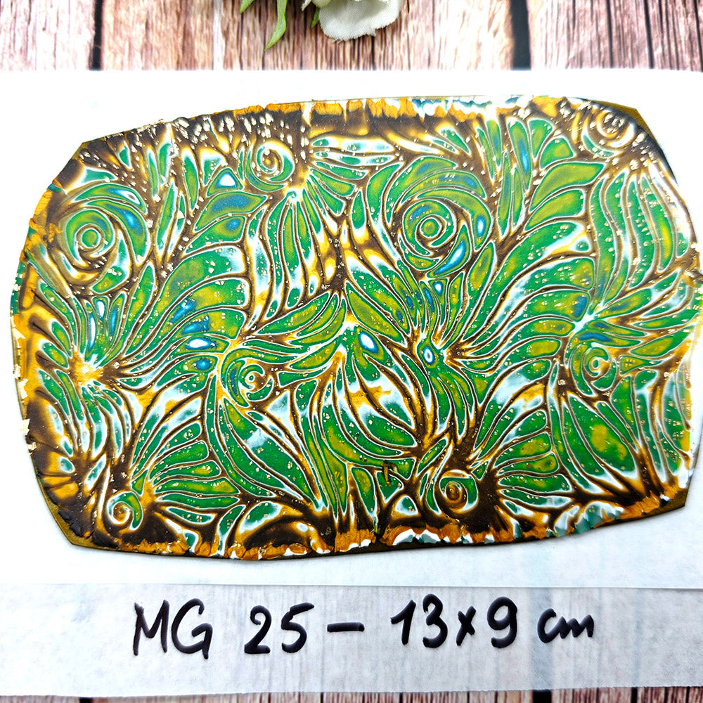 Raw polymer clay veneer sheet, Emerald Sunburst
