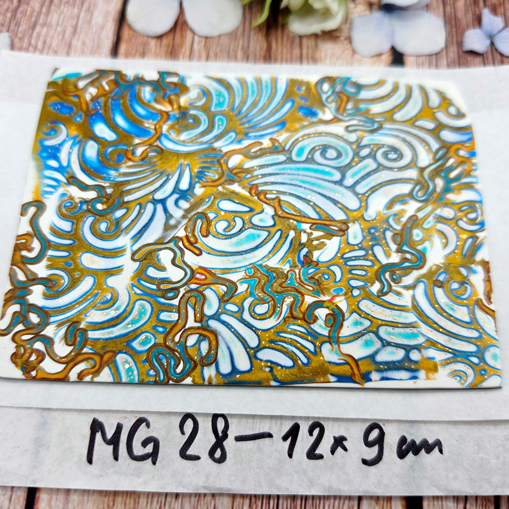 Raw polymer clay veneer sheet, Golden Ocean Waves