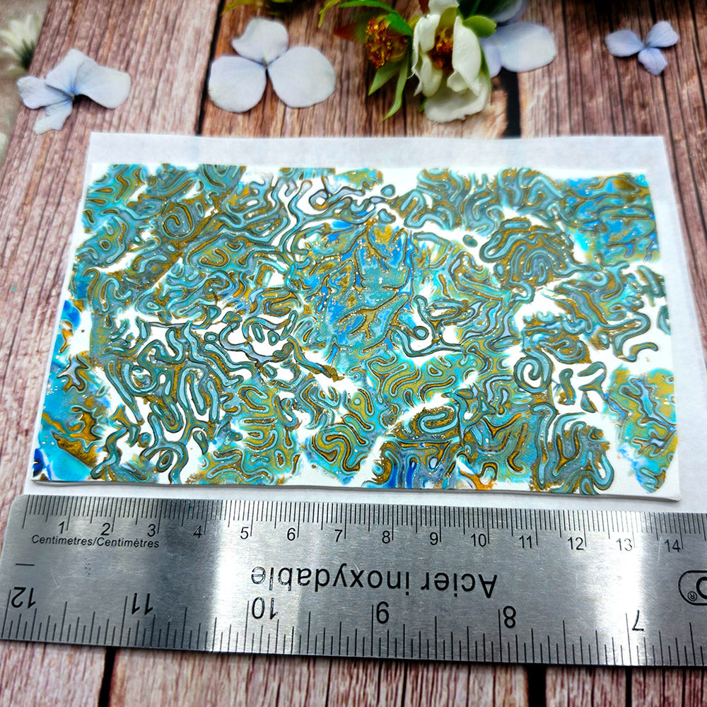 Raw polymer clay veneer sheet, Turquoise Labyrinth