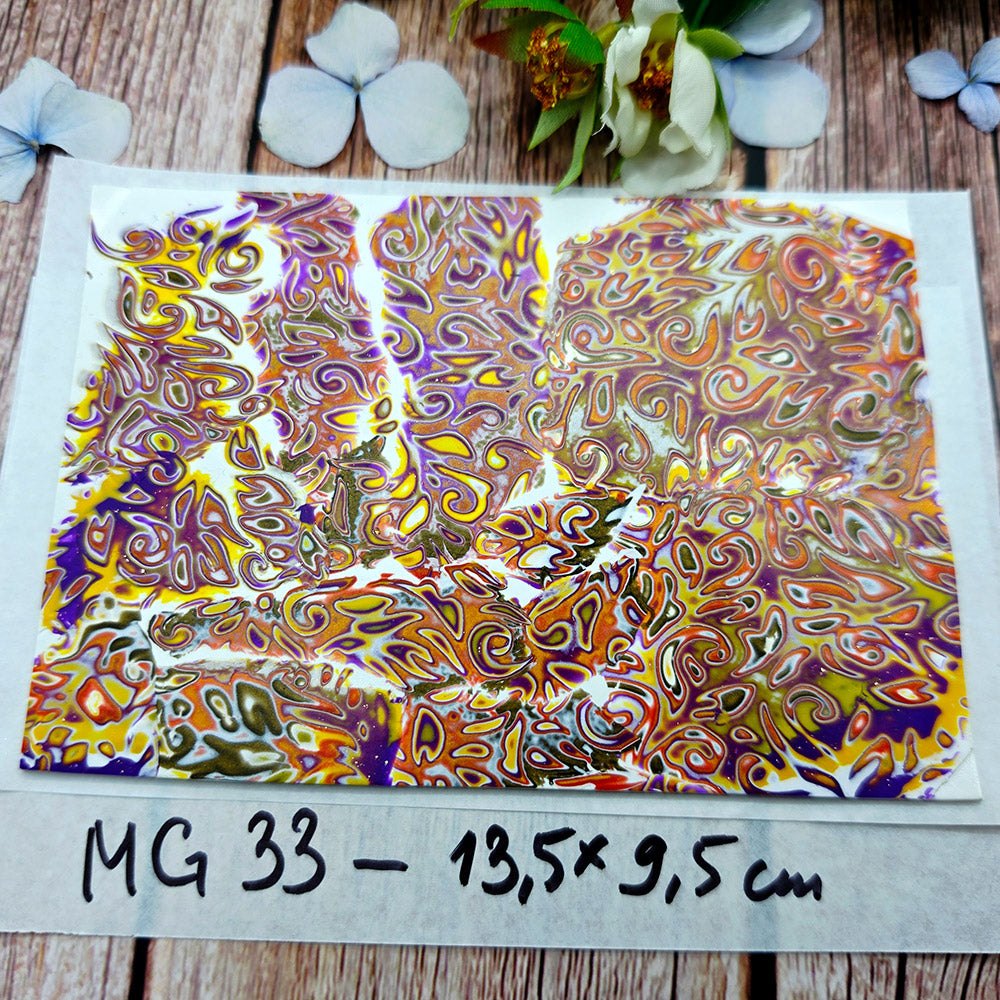 Raw polymer clay veneer sheet, Golden Sunset Maze
