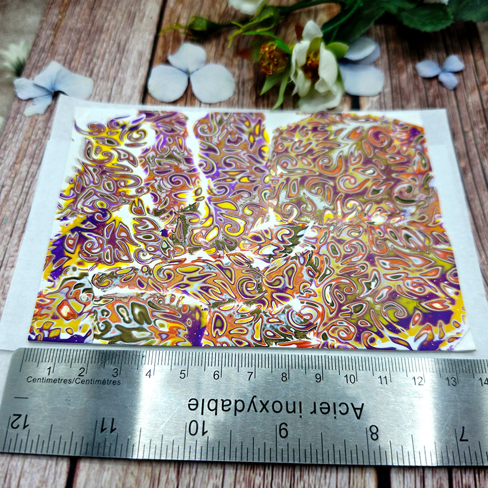 Raw polymer clay veneer sheet, Golden Sunset Maze