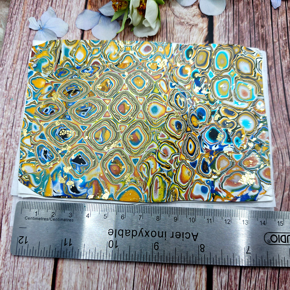 Raw polymer clay veneer sheet, Golden Lagoon Agate