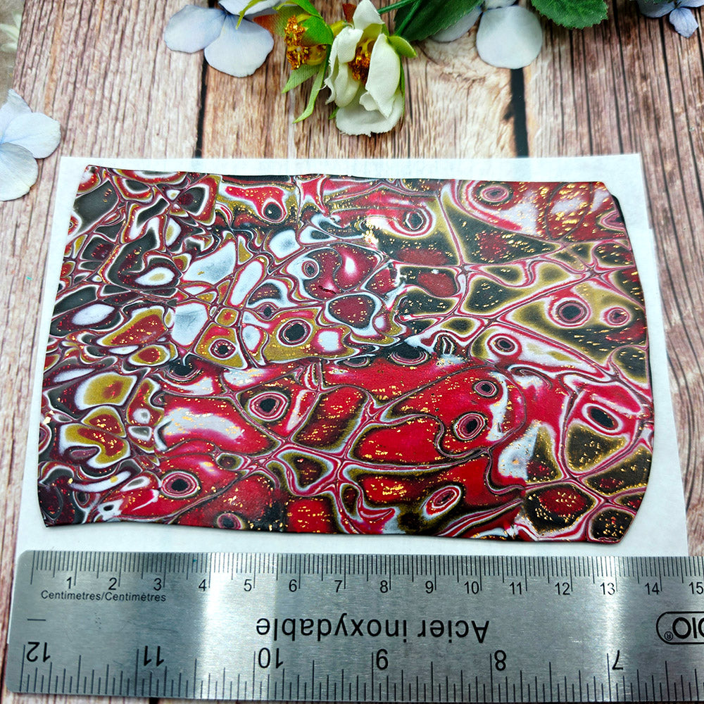 Raw polymer clay veneer sheet, Crimson Treasure