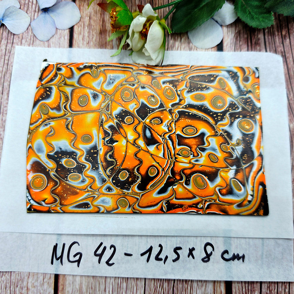 Raw polymer clay veneer sheet, Amber Lava