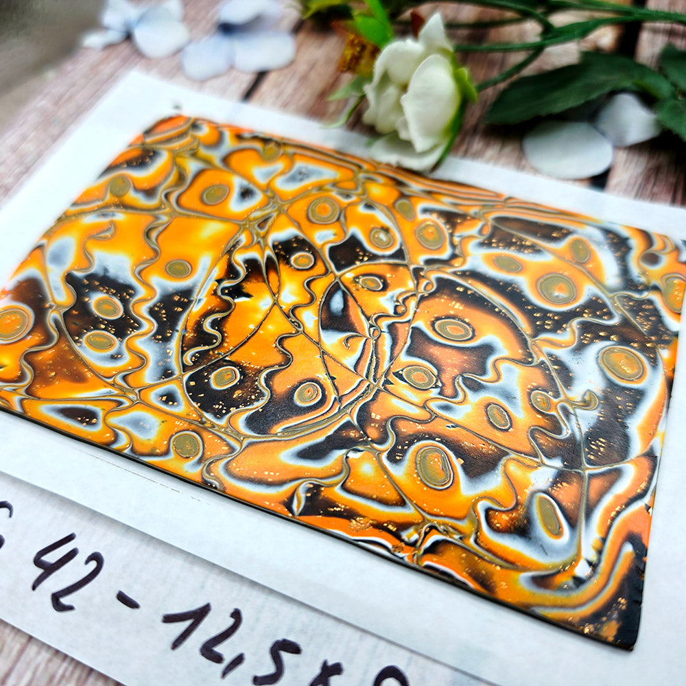 Raw polymer clay veneer sheet, Amber Lava