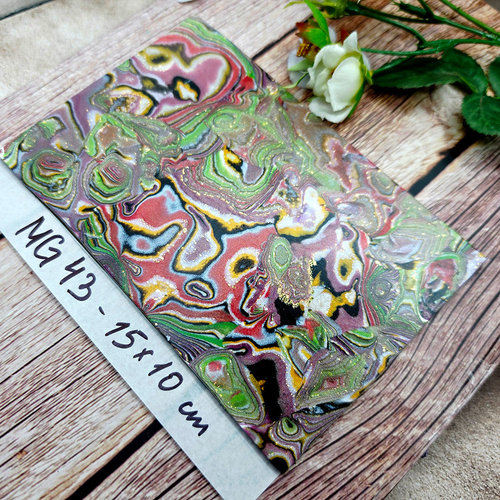 Raw polymer clay veneer sheet, Wild Meadow