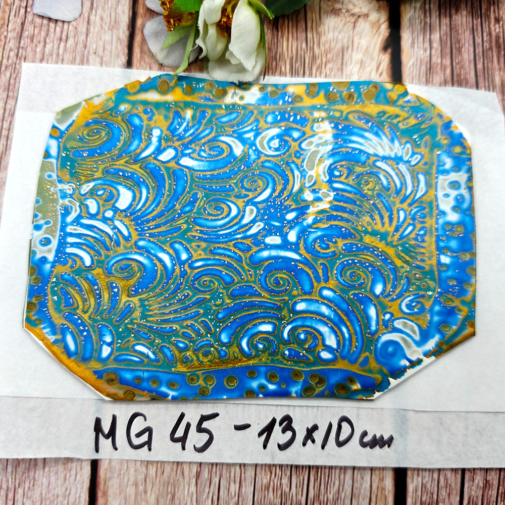 Raw polymer clay veneer sheet, Golden Ocean Swirls