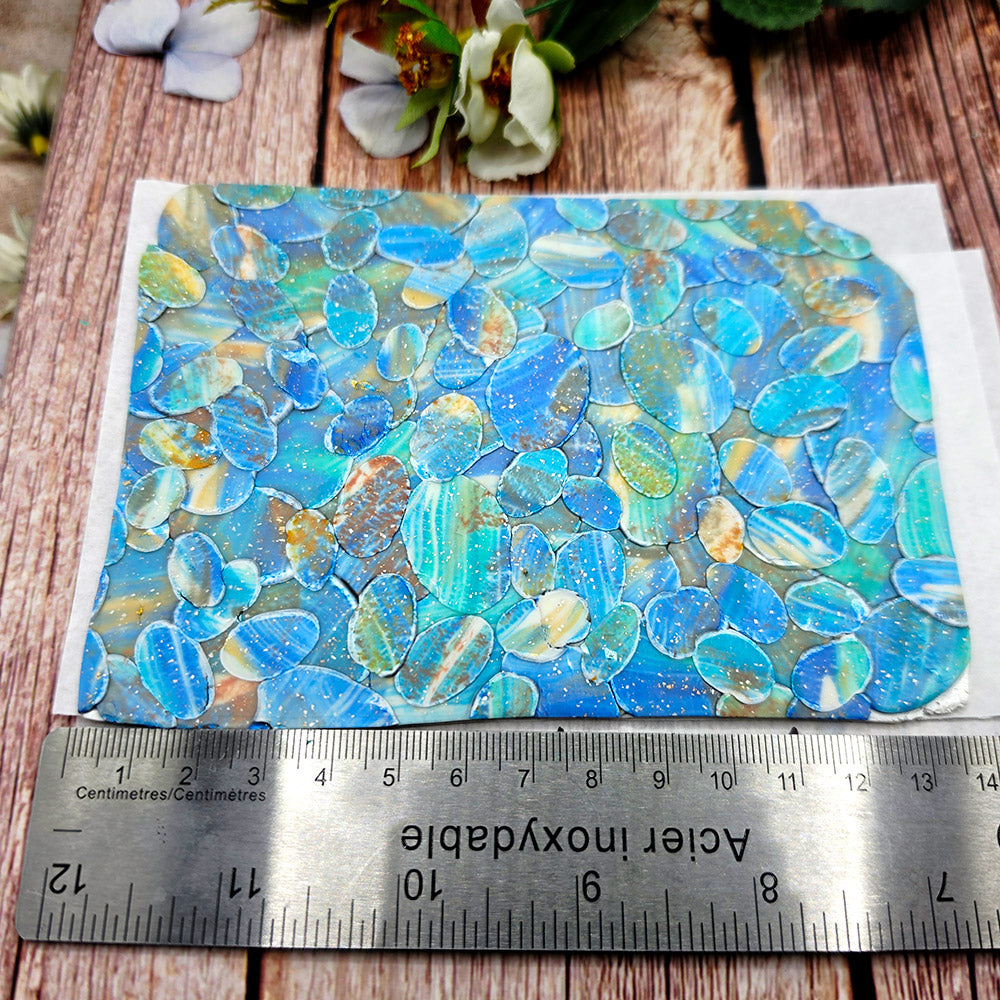 Raw polymer clay veneer sheet, Aquarelle Ocean Pebbles