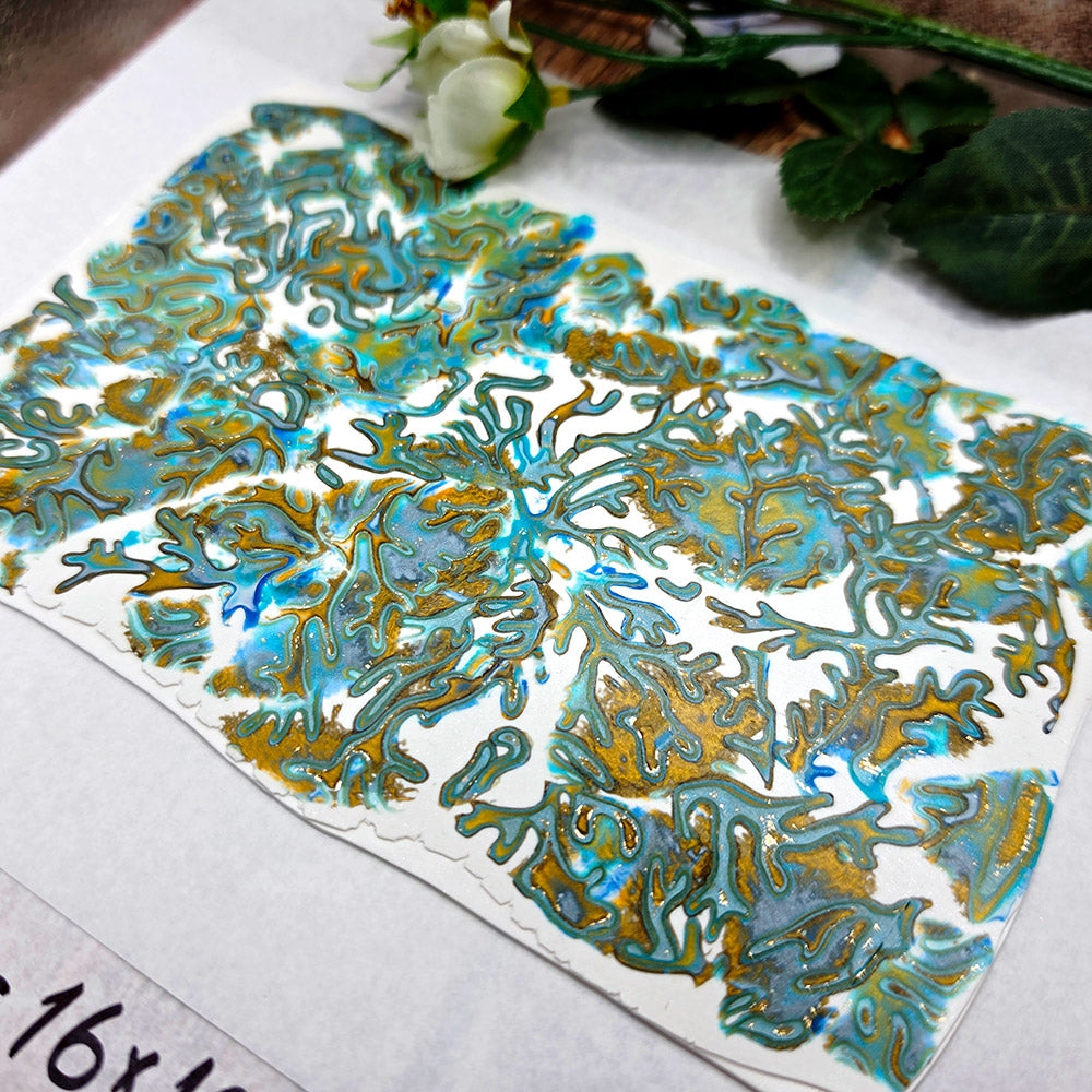 Raw polymer clay veneer sheet, Turquoise Golden Coral