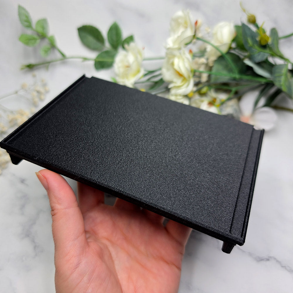 Black long stackable flat textured baking base for polymer clay