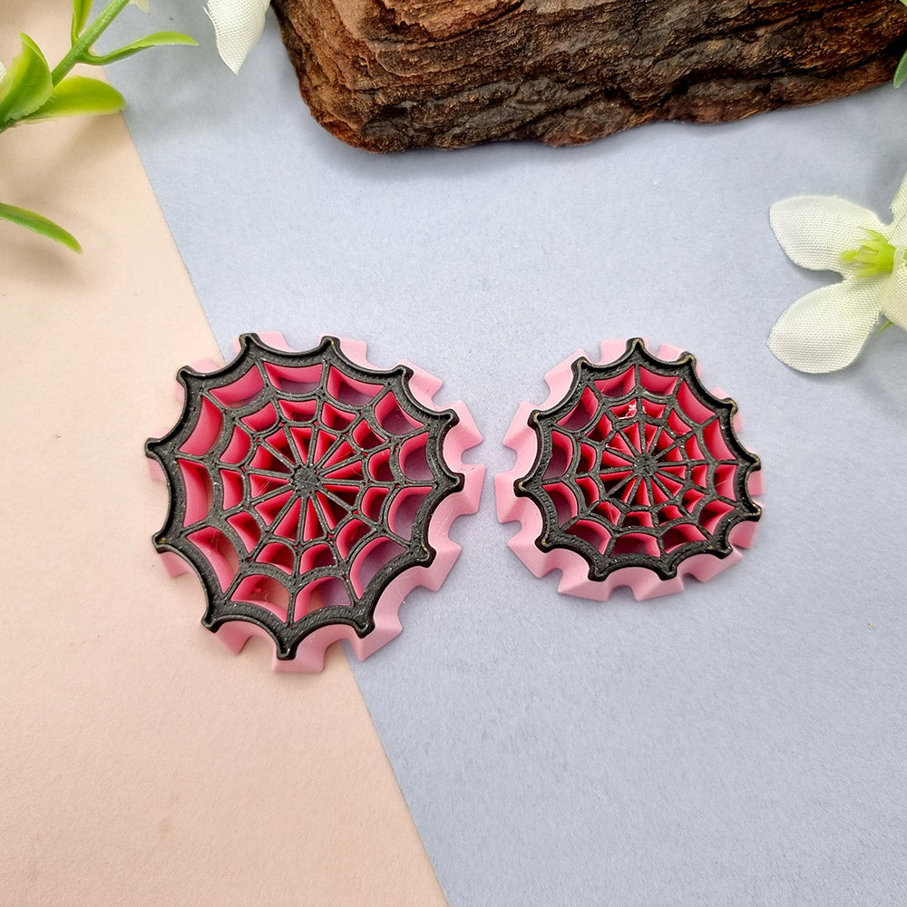 Spider web shape Halloween polymer clay cutter