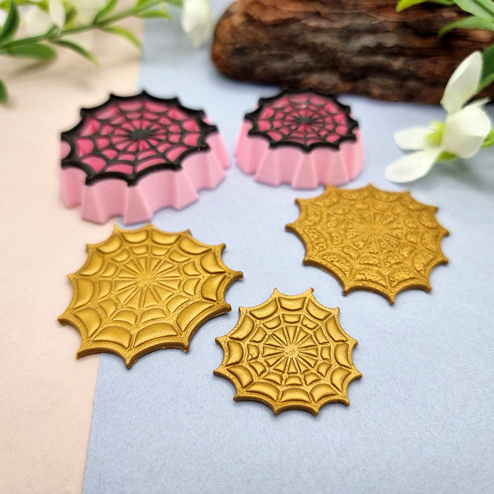 Spider web shape Halloween polymer clay cutter