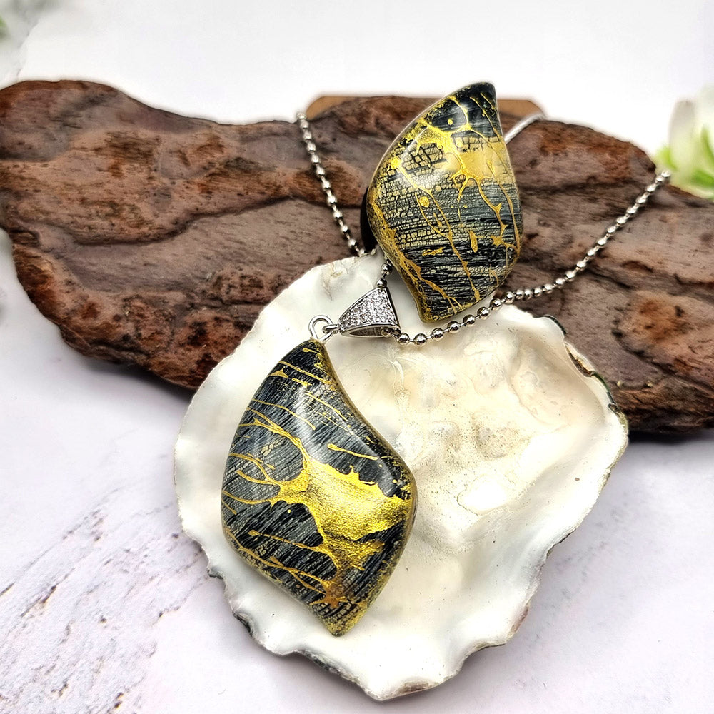 Jewelry Set "Golden Threads" out of Polymer Clay Jewelry Set SweetyBijou Jewelry