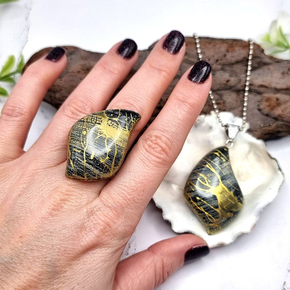 Jewelry Set "Golden Threads" out of Polymer Clay Jewelry Set SweetyBijou Jewelry
