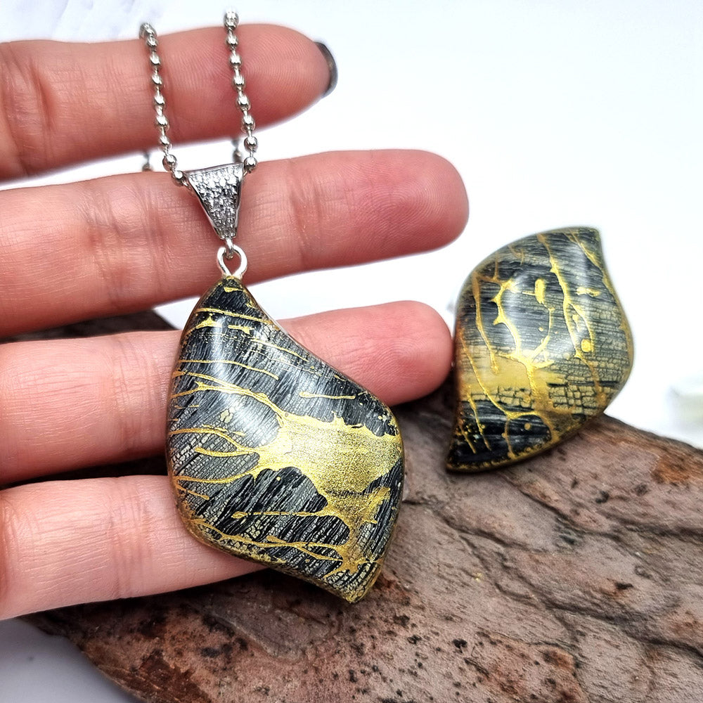 Jewelry Set "Golden Threads" out of Polymer Clay Jewelry Set SweetyBijou Jewelry