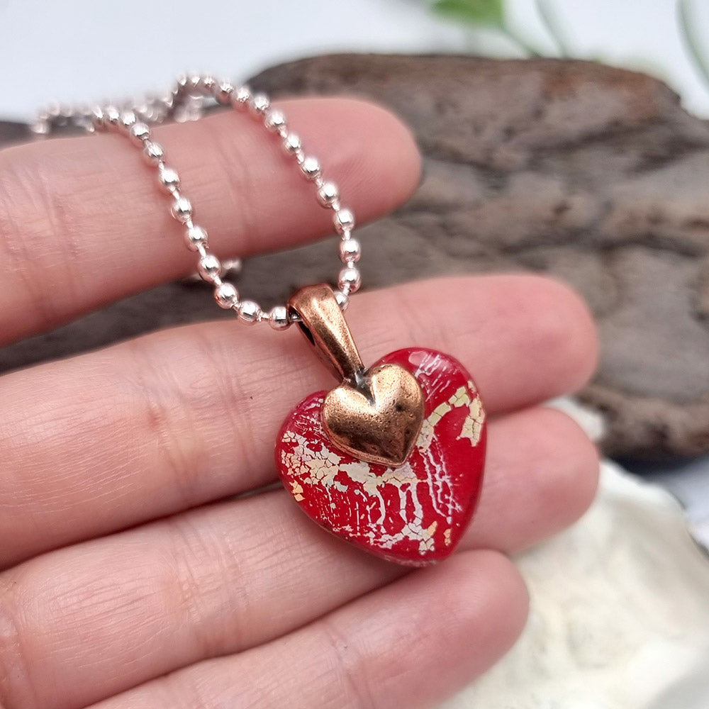 Cute Red Heart Pendant out of Polymer Clay Pendant SweetyBijou Jewelry