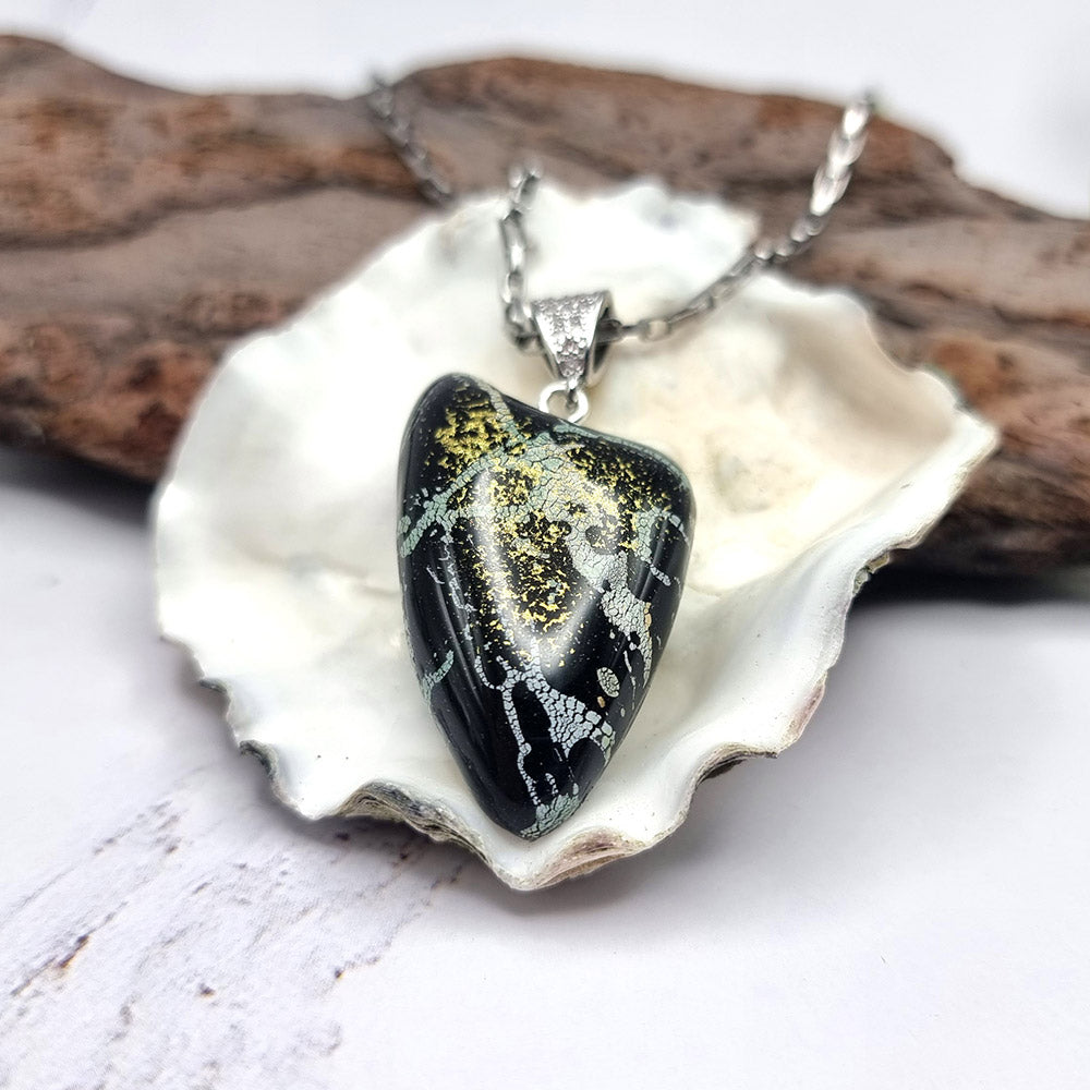 Black Pendant out of Polymer clay Pendant SweetyBijou Jewelry