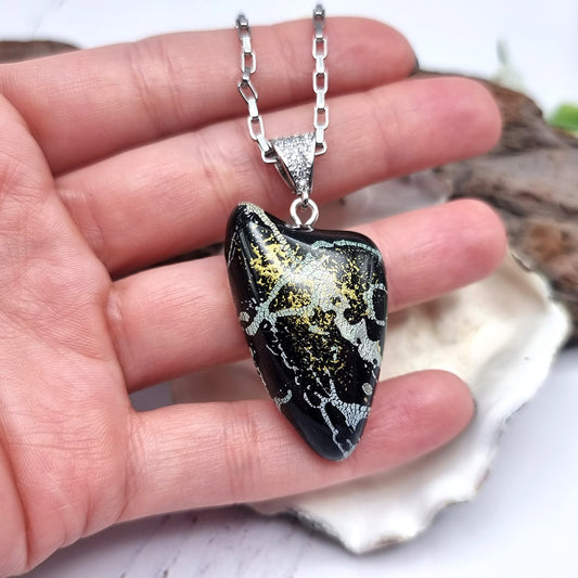 Black Pendant out of Polymer clay Pendant SweetyBijou Jewelry