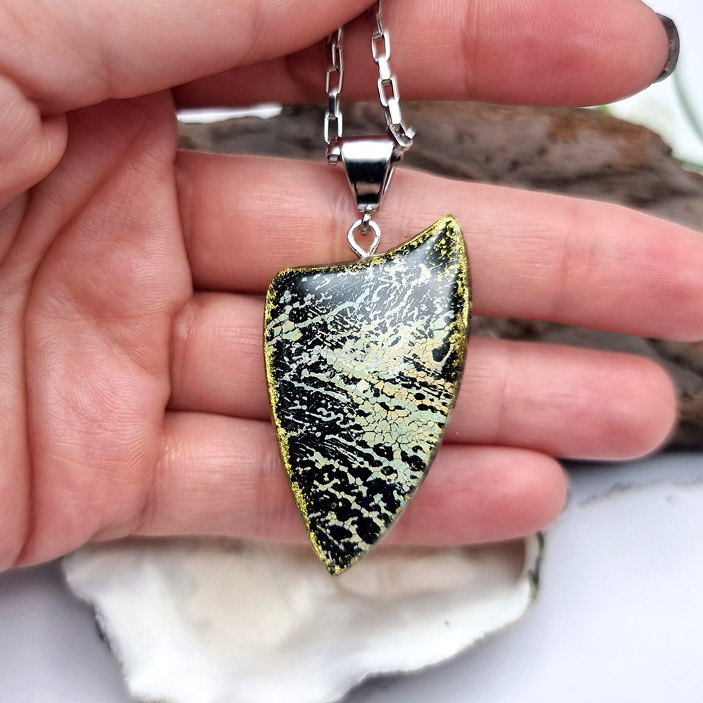 Unique Black-n-Gold Pendant out of Polymer Clay Pendant SweetyBijou Jewelry