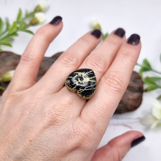 Stylish Heart Polymer Clay Ring Ring SweetyBijou Jewelry