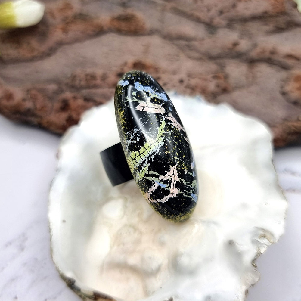 Stylish Oval Polymer Clay Ring Ring SweetyBijou Jewelry