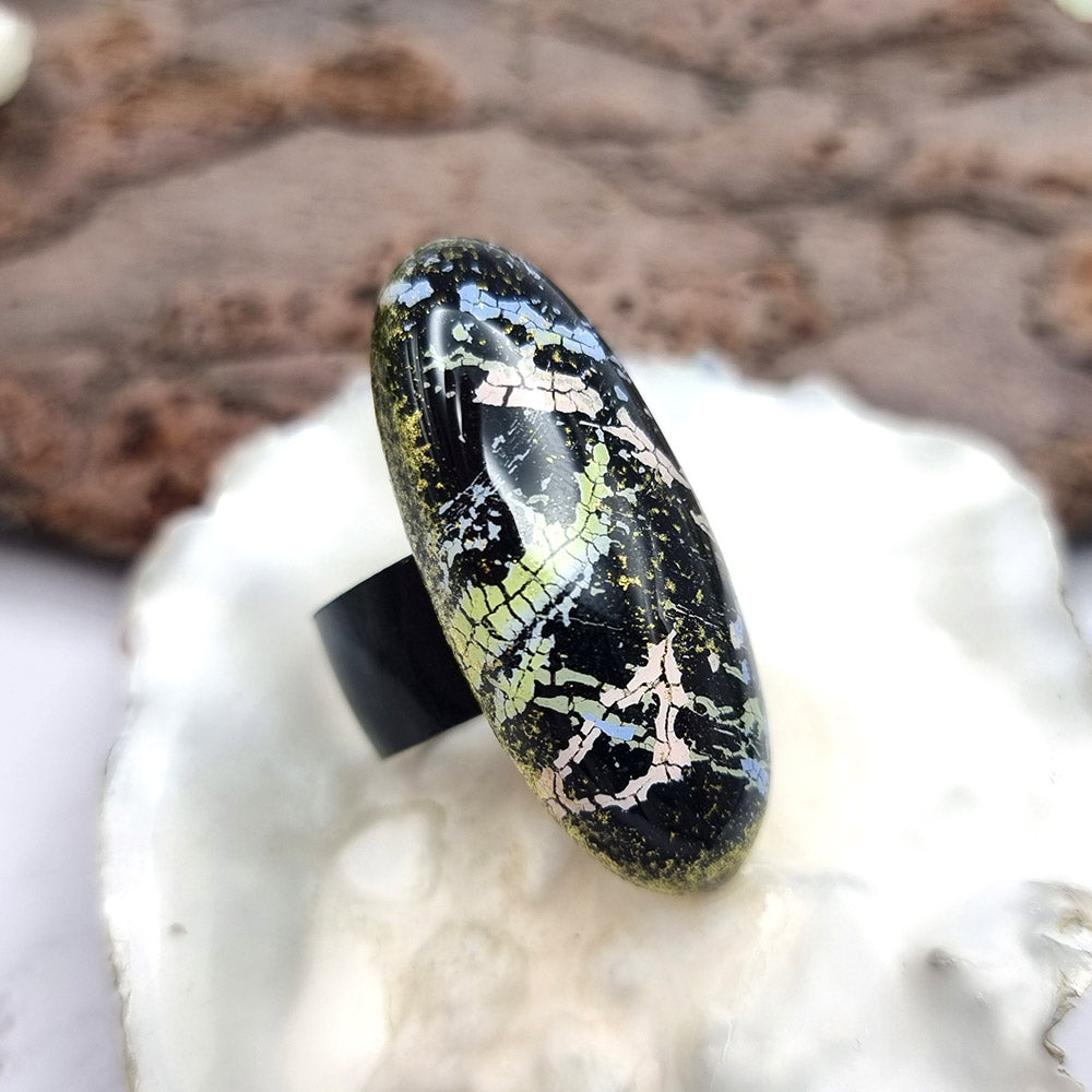 Stylish Oval Polymer Clay Ring Ring SweetyBijou Jewelry